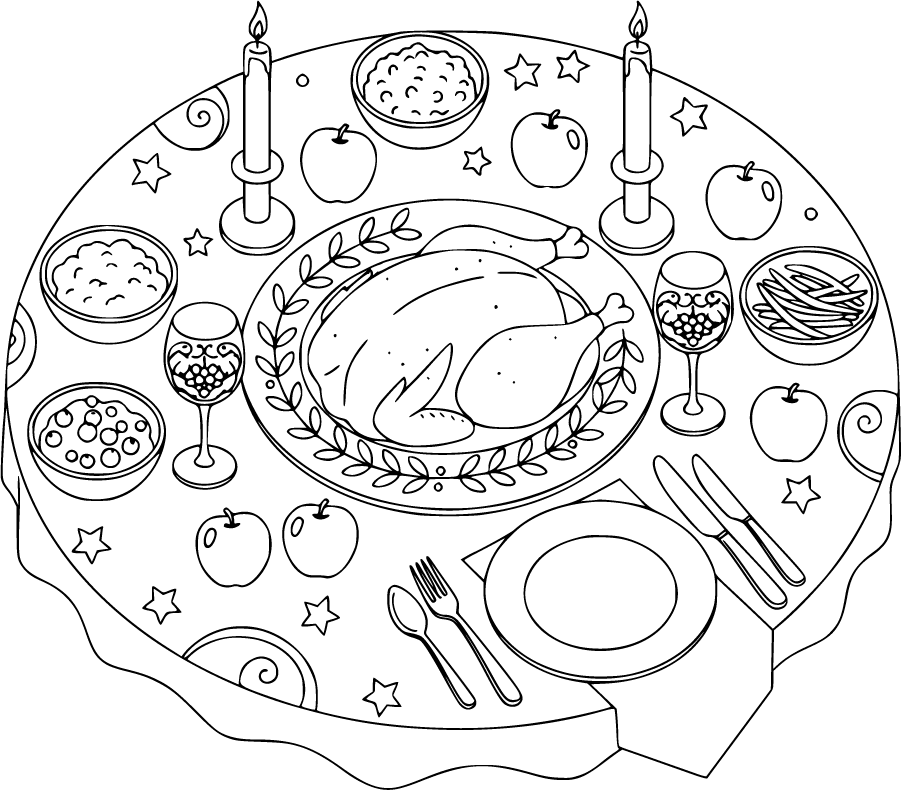 Rosh Hashanah Holiday Table With Traditional Foods