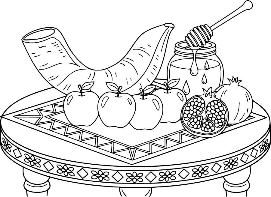 Shofar Apples Honey Pomegranates Table