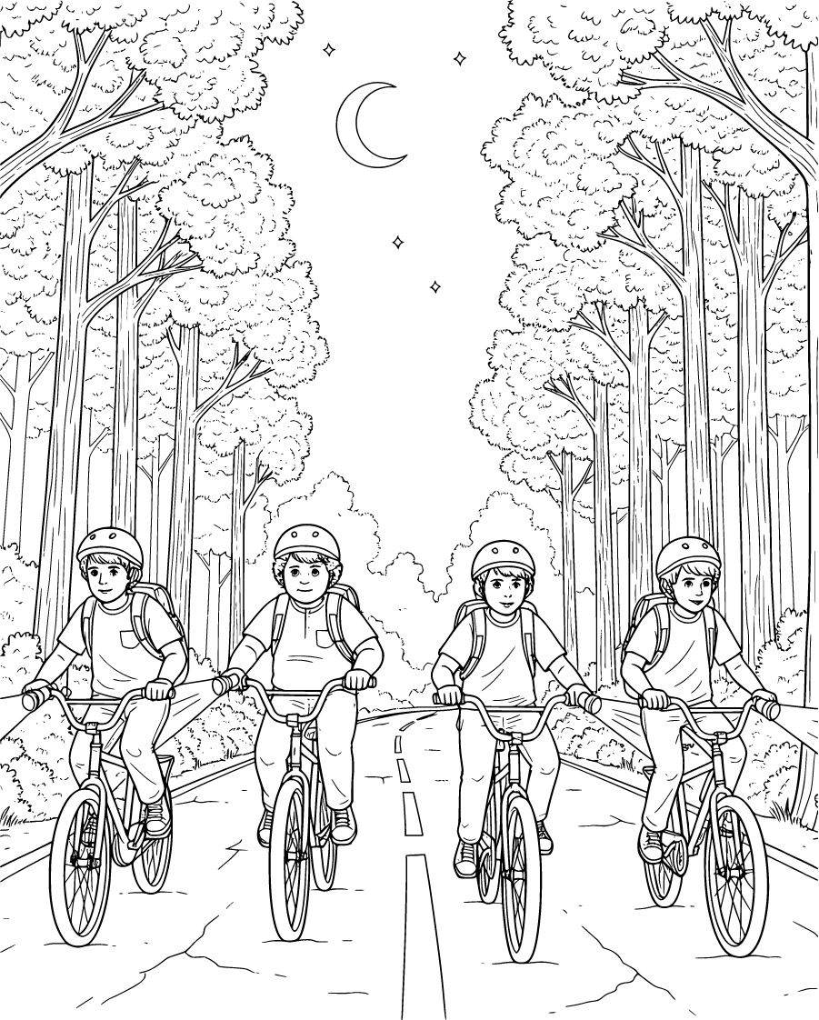 Stranger Things Friends Riding Bikes Through Hawkins