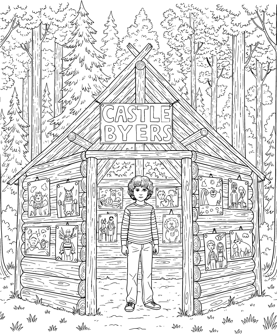 Will Byers Inside Castle Byers With Drawings