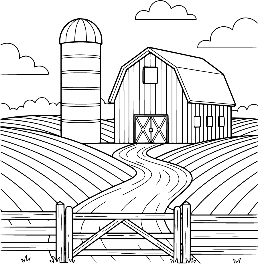 barn and silo on farm
