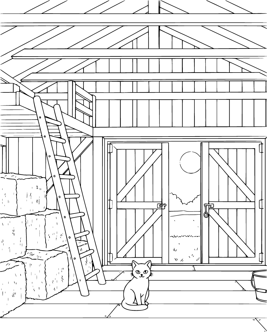 barn interior with hay loft