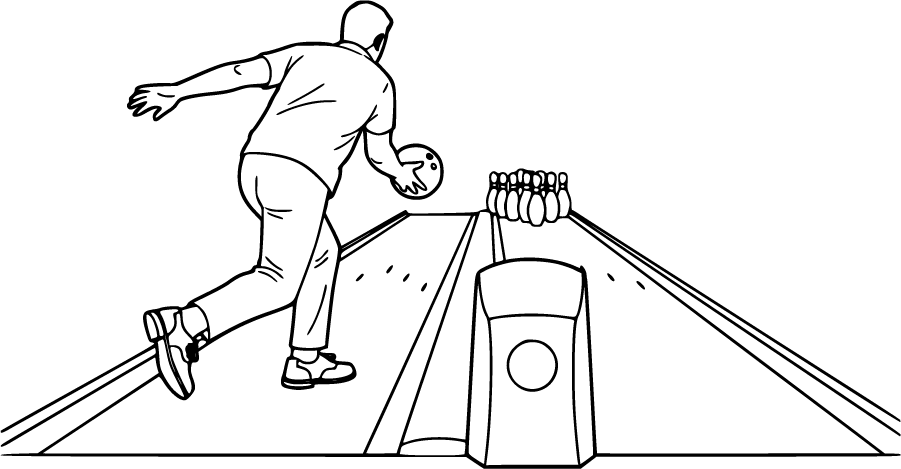 bowler at lane with ball return
