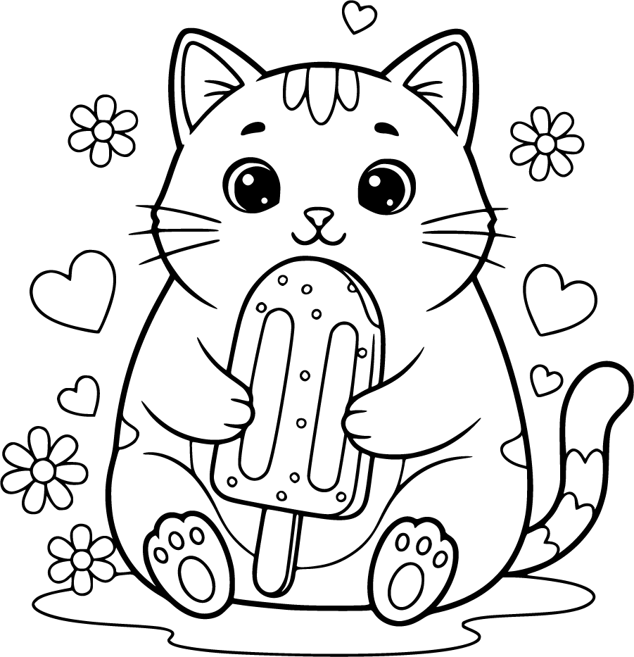cat holding popsicle