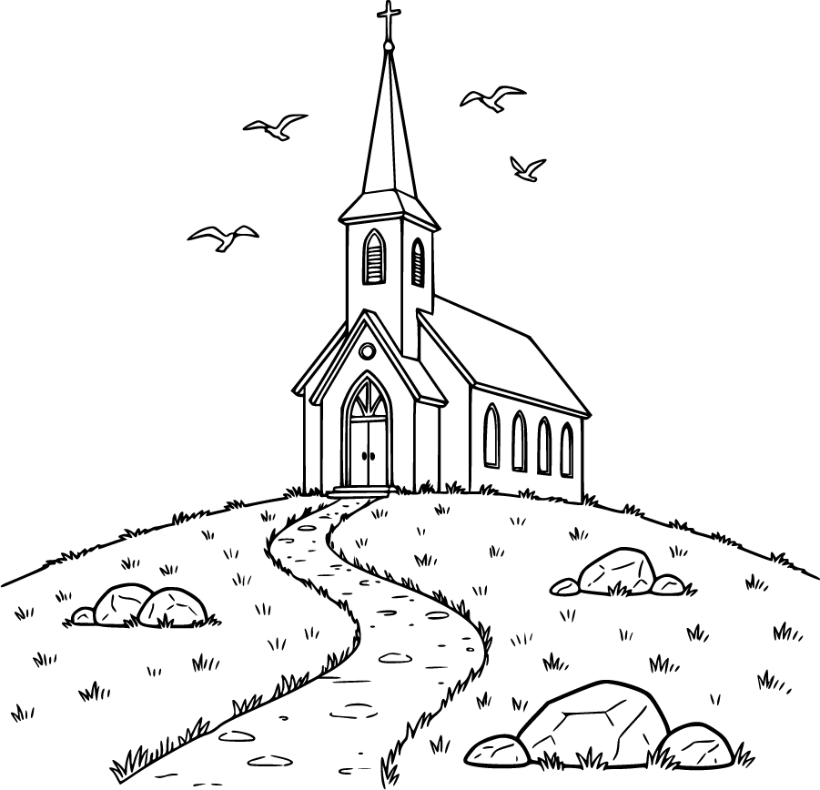 church on hill with steeple