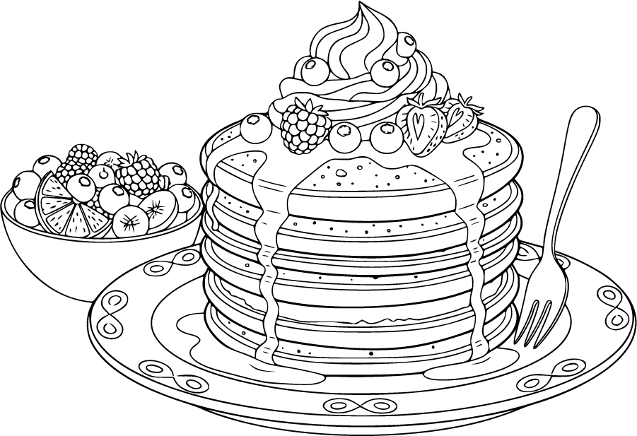 dessert pancakes with berries and whipped cream