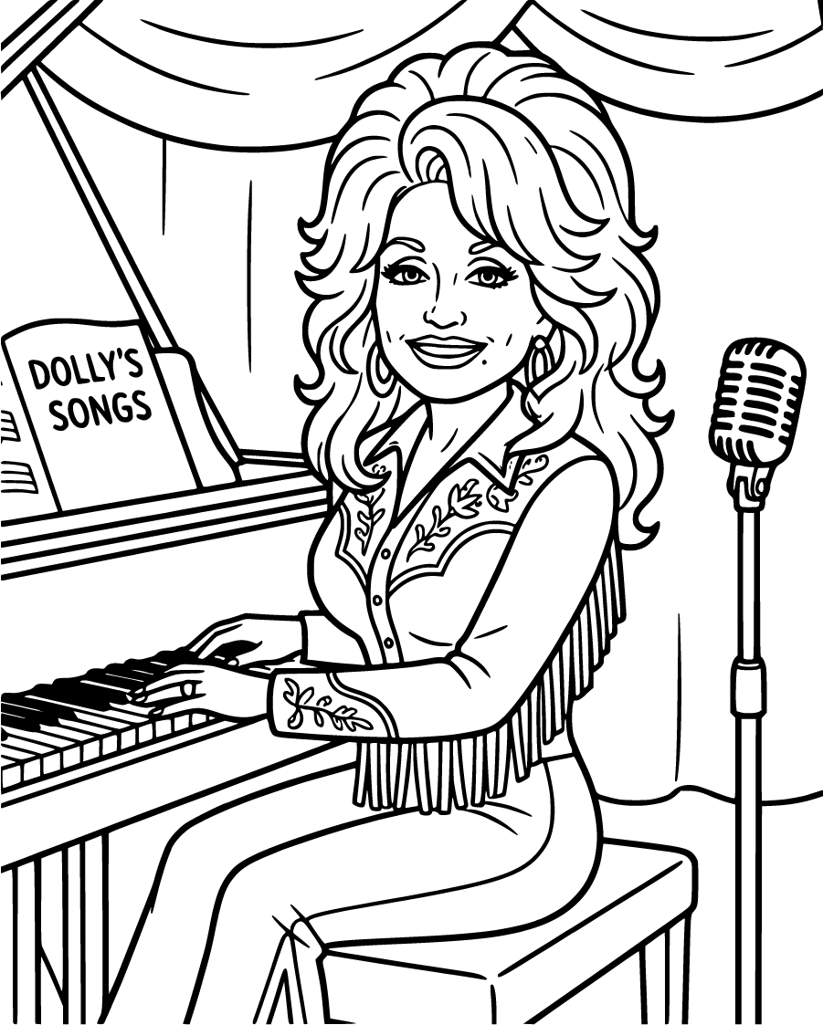dolly parton at a piano
