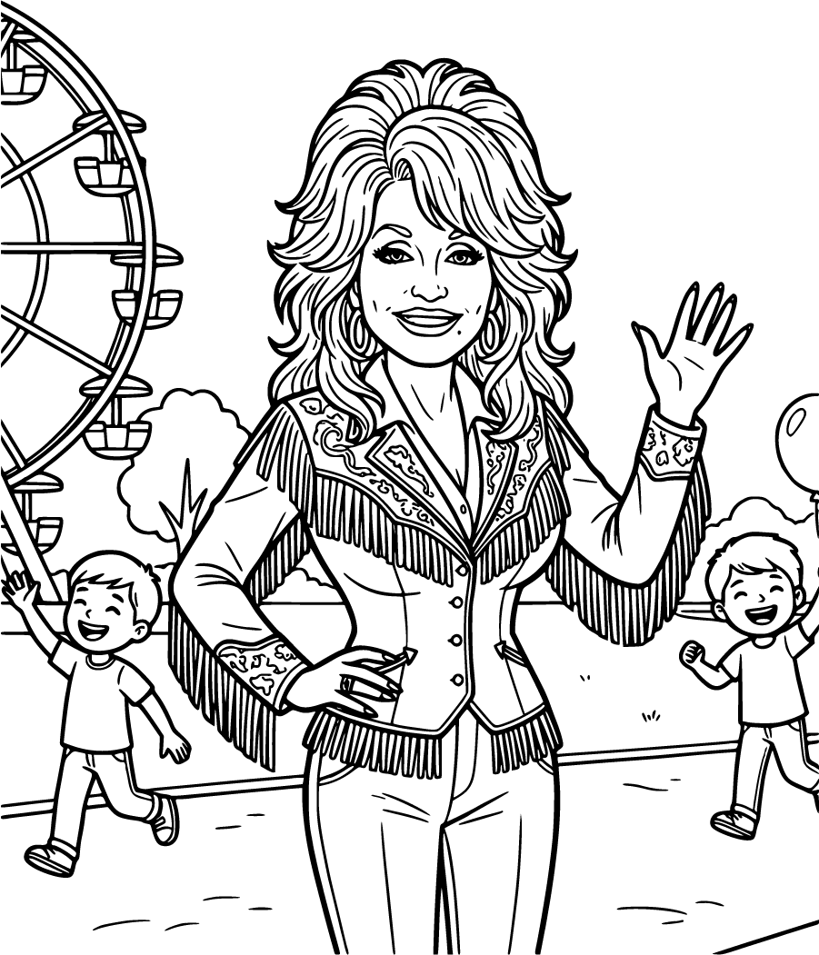 dolly parton at an amusement park
