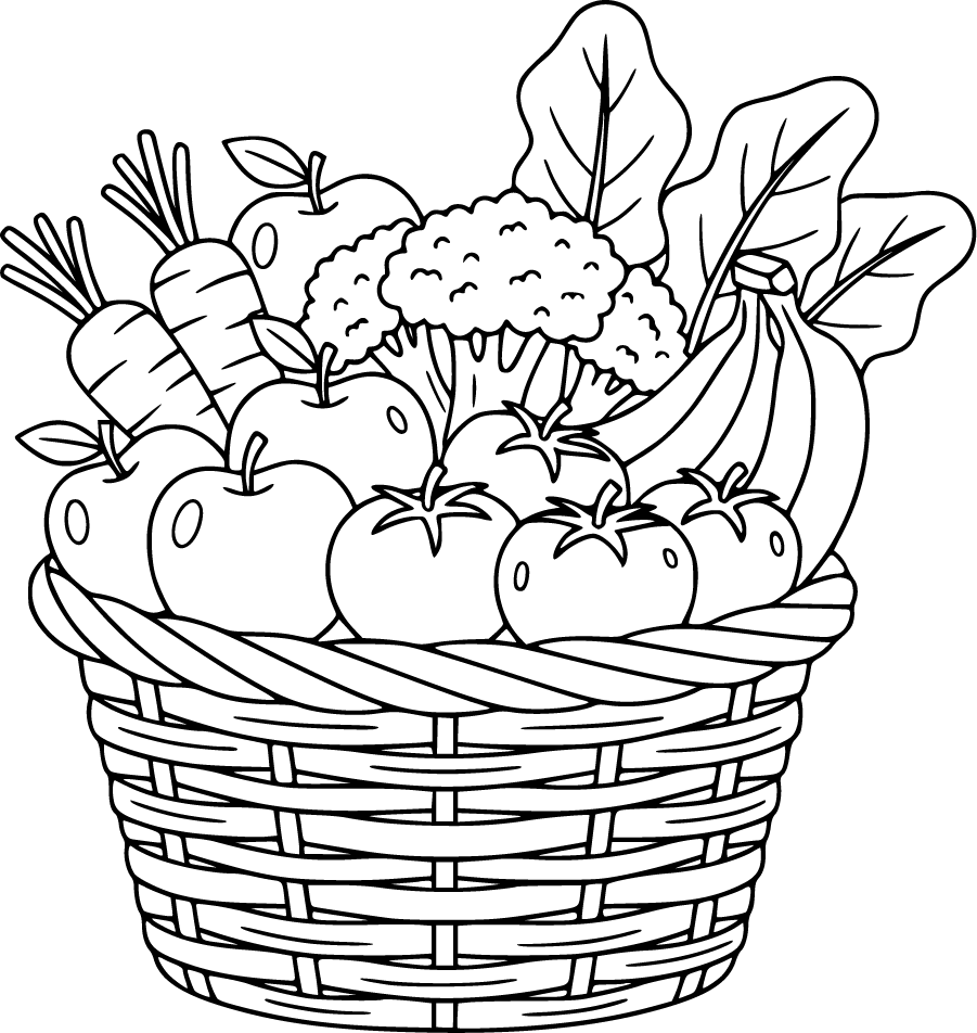 healthy food basket with fruits and vegetables