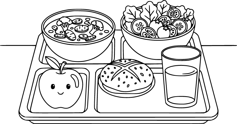 healthy food on school cafeteria tray