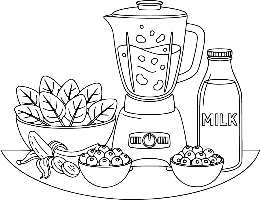 healthy food smoothie ingredients with blender