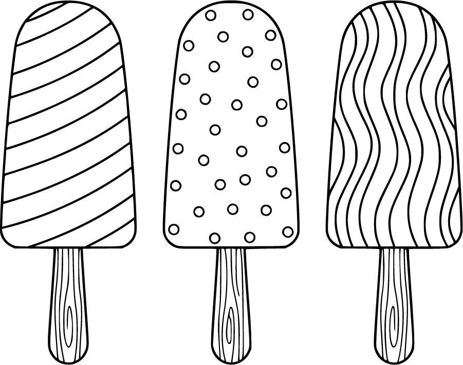 three patterned popsicles