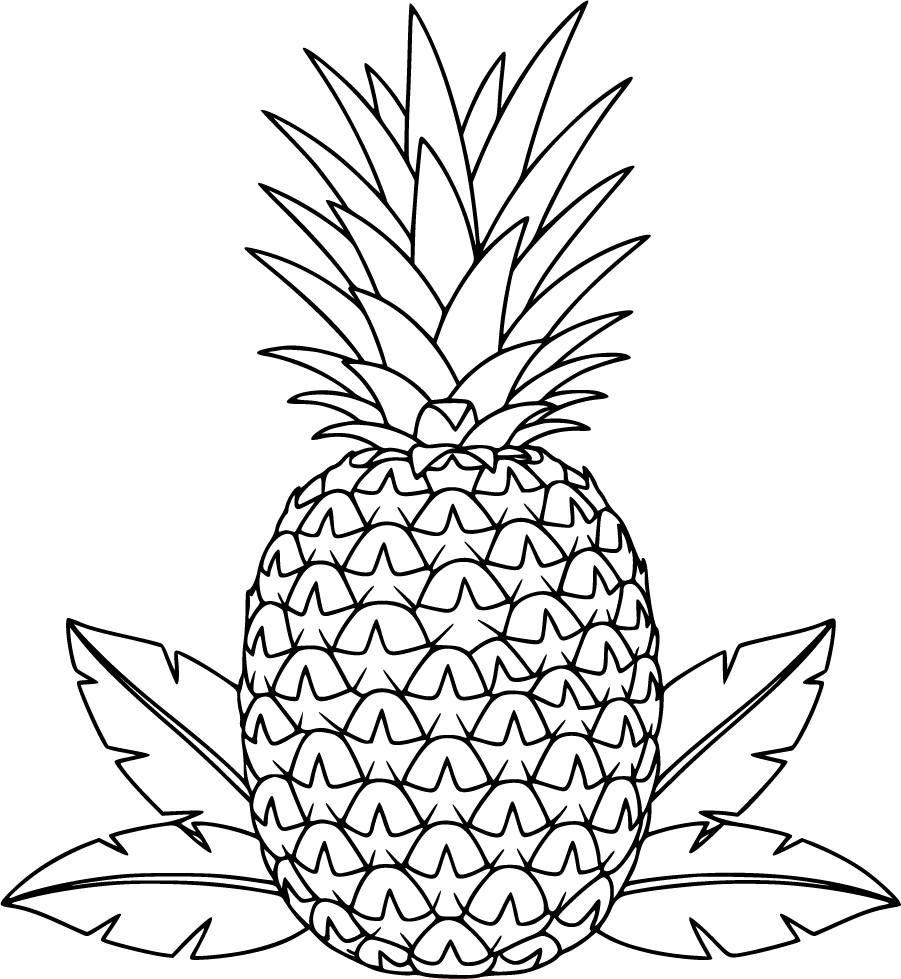 whole pineapple with crown and leaves