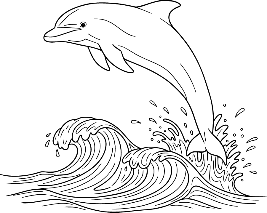 Bottlenose Dolphin Leaping Above Ocean Waves