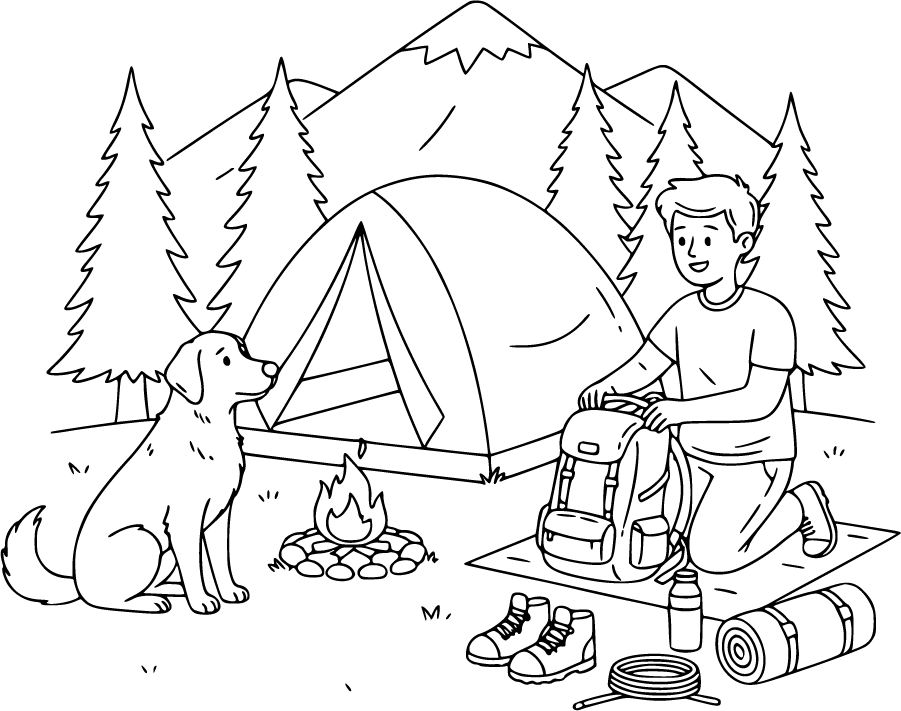 Camping With Dog Tent Backpack And Hiking Gear