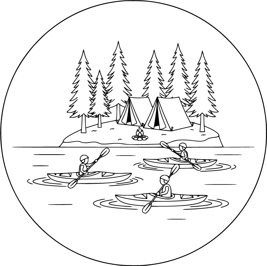 Kayaking Toward Lakeside Camping Site