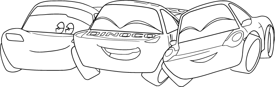 Lightning McQueen and friends huddled together Coloring Page