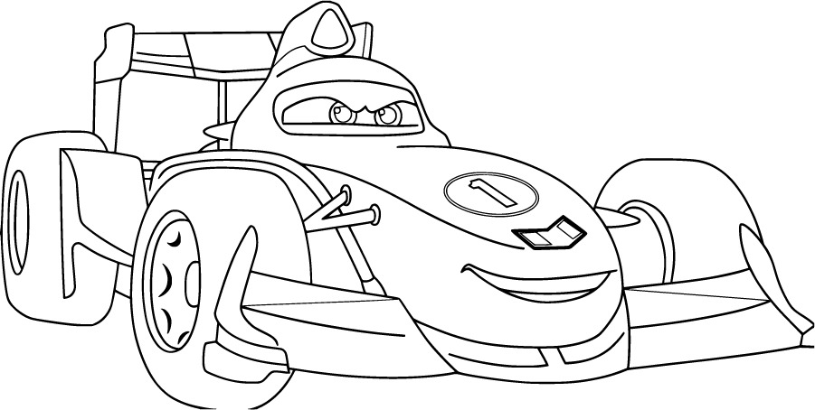 Lightning McQueen racing car with number one Coloring Page