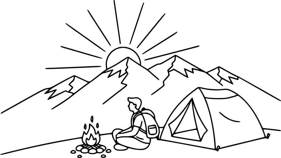 Sunrise Camping On Hilltop With Mountain View