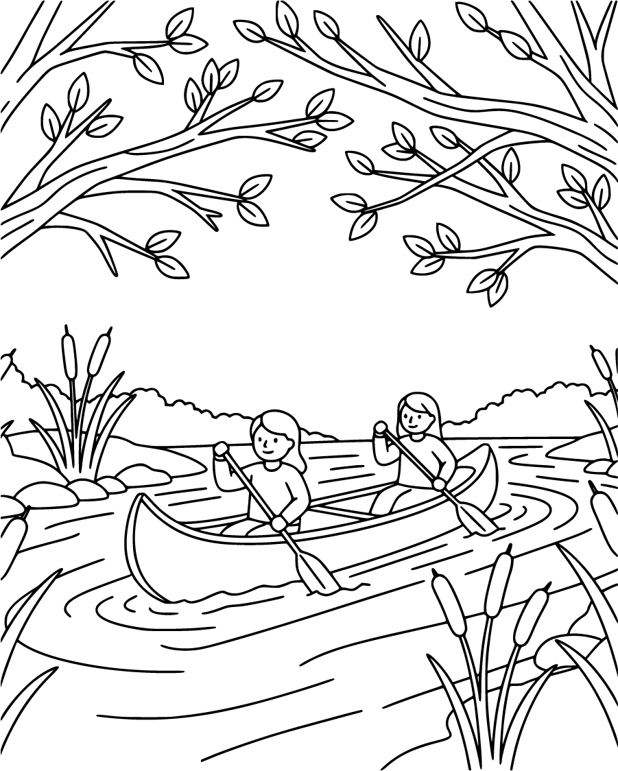 canoe boating on quiet river