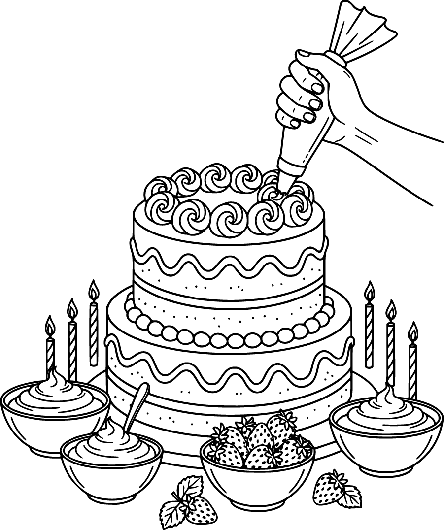 decorating baking cake