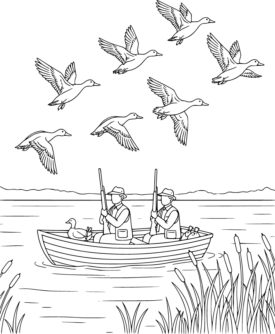 duck hunting boat on lake
