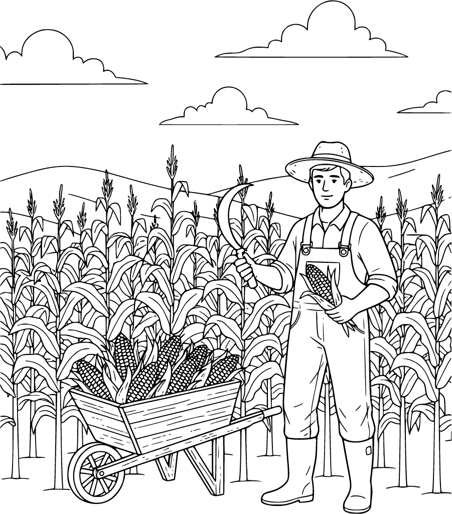 farming corn harvest farmer wheelbarrow