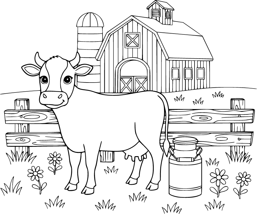 farming cow barn milk can fence