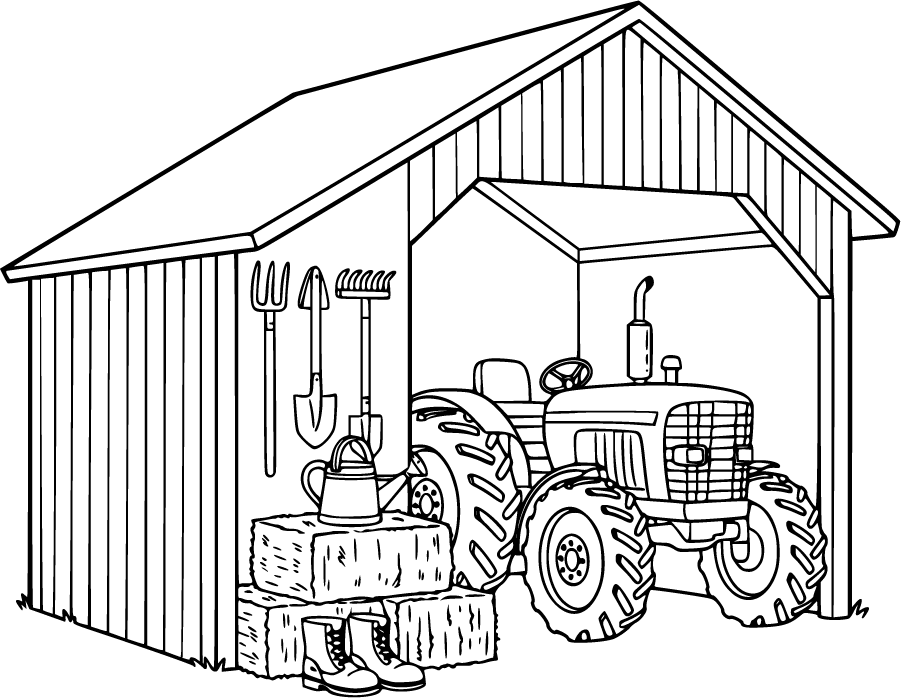 farming equipment shed tools hay tractor