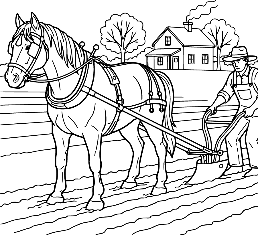 farming horse plow field farmer