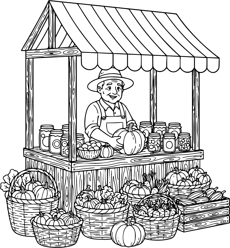 farming market stand vegetables farmer baskets