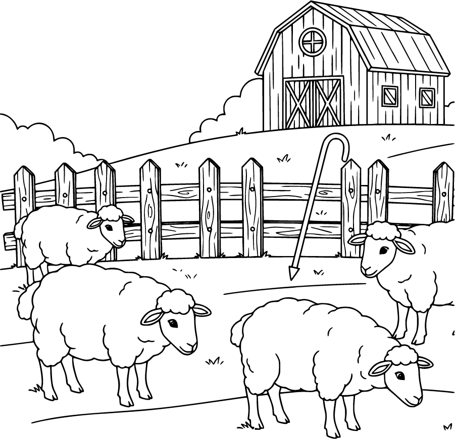 farming sheep fence barn hillside