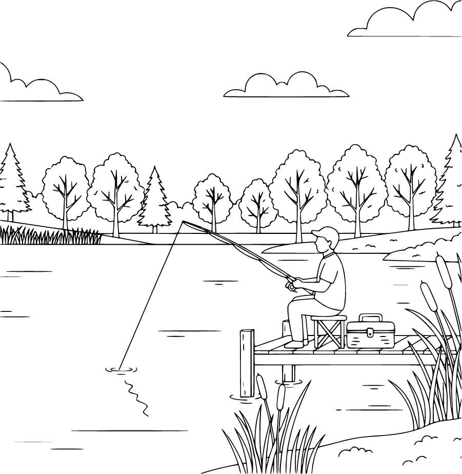 fishing from dock by lake