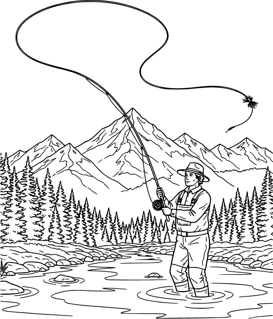 fly fishing in mountain river
