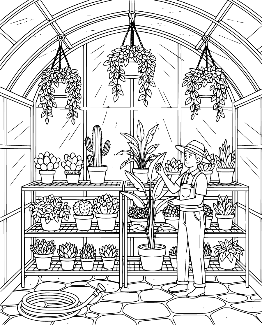 greenhouse gardening with potted plants