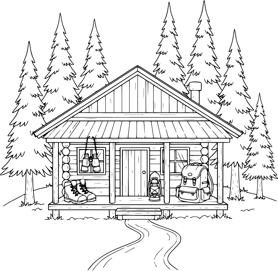 hunting cabin in the woods