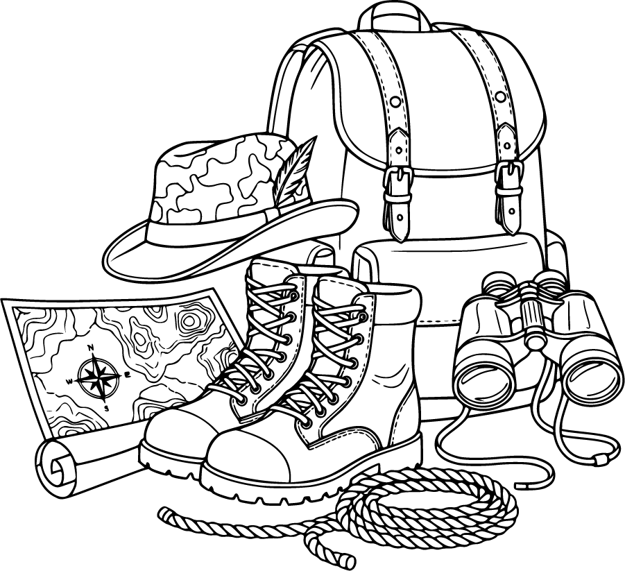 hunting gear laid on ground