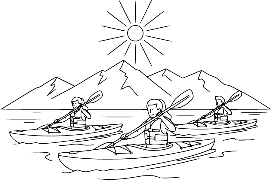 kayaking boating on mountain lake