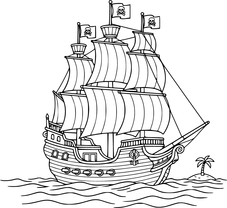 pirate boat sailing at sea