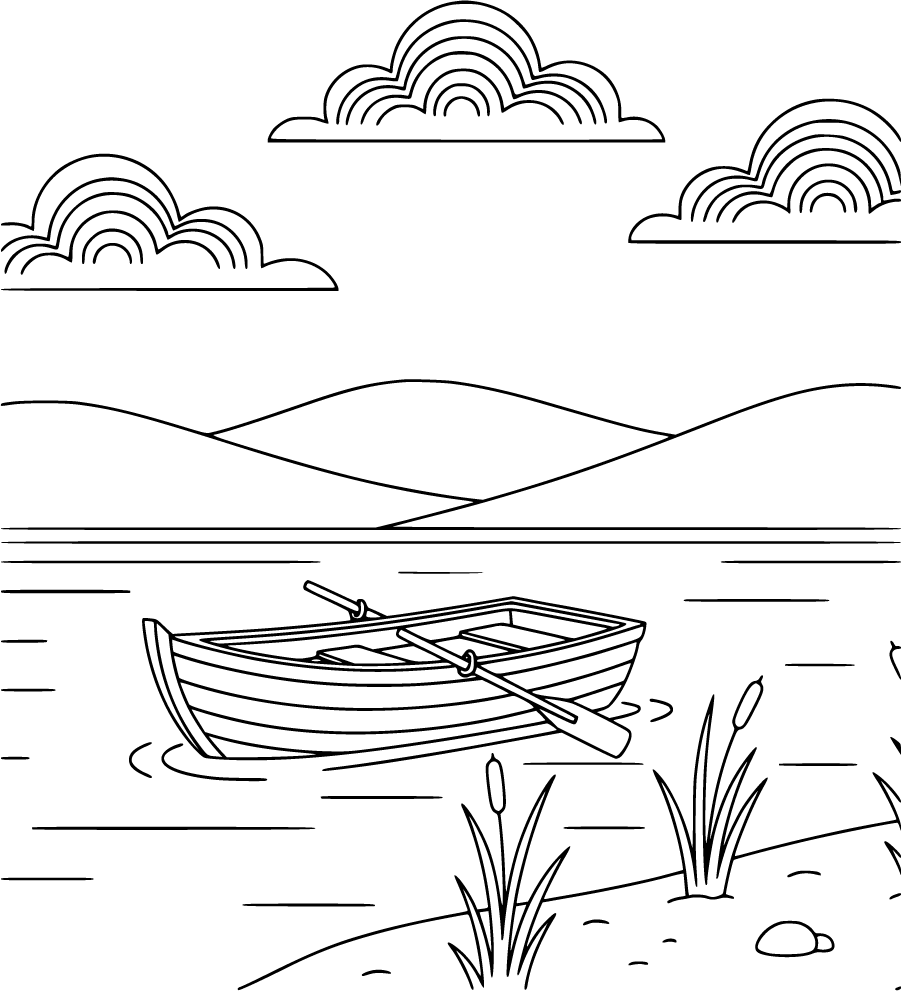 small boating rowboat on calm lake