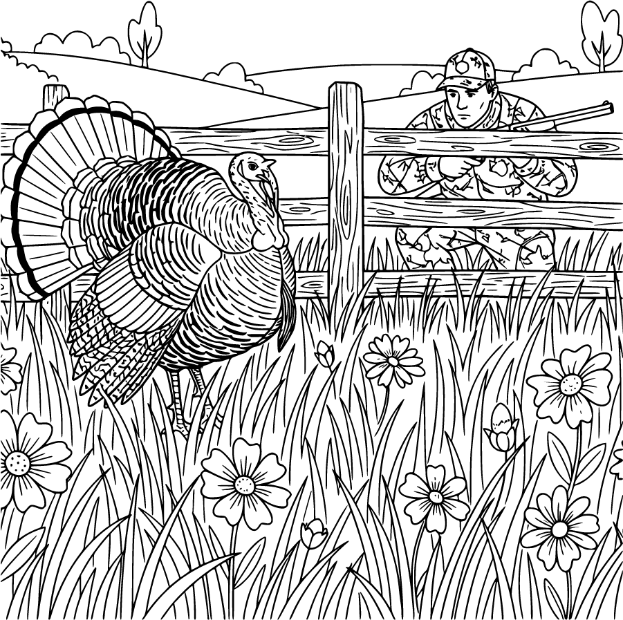 turkey hunting meadow scene
